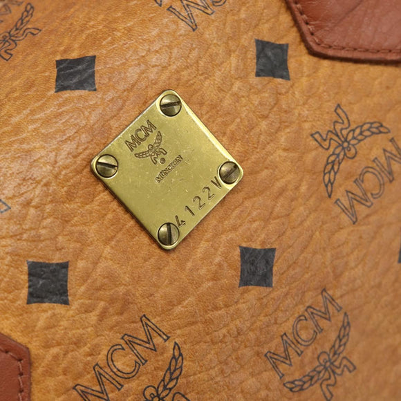 MCM Vicetos Hand Bag PVC Leather Brown Gold Tone Auth 192694