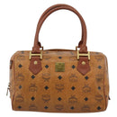 MCM Vicetos Hand Bag PVC Leather Brown Gold Tone Auth 192694-2