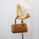 MCM Vicetos Hand Bag PVC Leather Brown Gold Tone Auth 192694-22