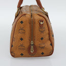 MCM Vicetos Hand Bag PVC Leather Brown Gold Tone Auth 192694-4