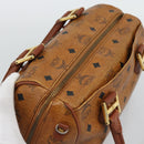 MCM Vicetos Hand Bag PVC Leather Brown Gold Tone Auth 192694-6