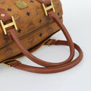 MCM Vicetos Hand Bag PVC Leather Brown Gold Tone Auth 192694-7
