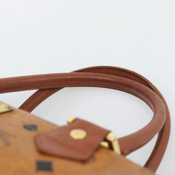 MCM Vicetos Hand Bag PVC Leather Brown Gold Tone Auth 192694