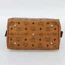 MCM Vicetos Hand Bag PVC Leather Brown Gold Tone Auth 192694-9