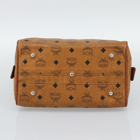 MCM Vicetos Hand Bag PVC Leather Brown Gold Tone Auth 192694