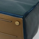 SAINT LAURENT Hand Bag Leather Navy Beige 197149 Auth 192695A-15