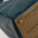 SAINT LAURENT Hand Bag Leather Navy Beige 197149 Auth 192695A-16