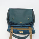 SAINT LAURENT Hand Bag Leather Navy Beige 197149 Auth 192695A-18