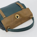 SAINT LAURENT Hand Bag Leather Navy Beige 197149 Auth 192695A-6