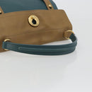 SAINT LAURENT Hand Bag Leather Navy Beige 197149 Auth 192695A-7