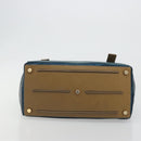 SAINT LAURENT Hand Bag Leather Navy Beige 197149 Auth 192695A-5