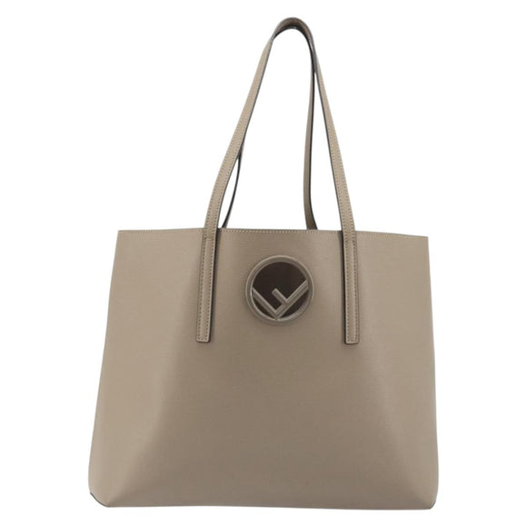 FENDI F's Tote Bag Leather Gray 8BH348 Auth 192696A