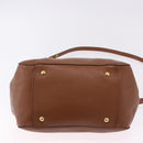 Miu Miu Madras Hand Bag Leather 2way Brown Gold Auth 192697V-5