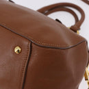 Miu Miu Madras Hand Bag Leather 2way Brown Gold Auth 192697V-16