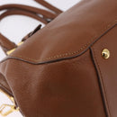 Miu Miu Madras Hand Bag Leather 2way Brown Gold Auth 192697V-17