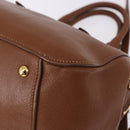 Miu Miu Madras Hand Bag Leather 2way Brown Gold Auth 192697V-18