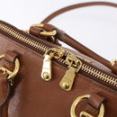 Miu Miu Madras Hand Bag Leather 2way Brown Gold Auth 192697V-20