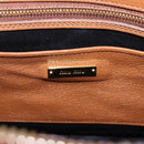 Miu Miu Madras Hand Bag Leather 2way Brown Gold Auth 192697V-21