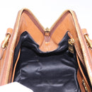 Miu Miu Madras Hand Bag Leather 2way Brown Gold Auth 192697V-23