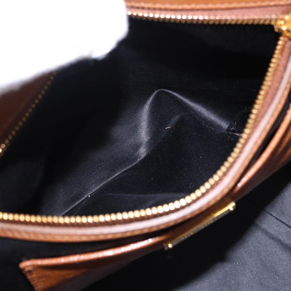 Miu Miu Madras Hand Bag Leather 2way Brown Gold Auth 192697V