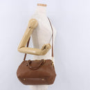 Miu Miu Madras Hand Bag Leather 2way Brown Gold Auth 192697V-26