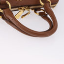 Miu Miu Madras Hand Bag Leather 2way Brown Gold Auth 192697V-7