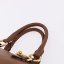 Miu Miu Madras Hand Bag Leather 2way Brown Gold Auth 192697V-8