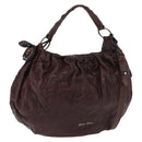 Miu Miu Shoulder Bag Leather 2way Brown Auth 192700A-1