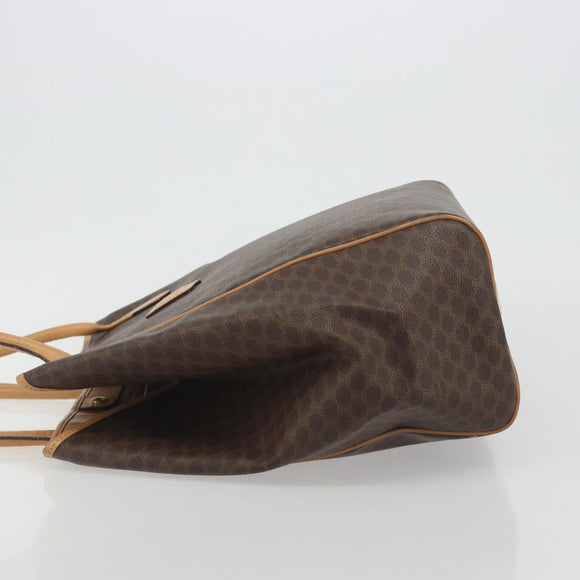 CELINE Macadam Tote Bag PVC Leather Brown Gold Tone Auth 192701