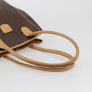CELINE Macadam Tote Bag PVC Leather Brown Gold Tone Auth 192701-7