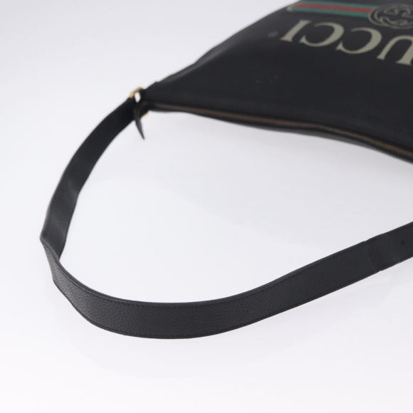 GUCCI Shoulder Bag Leather Black Gold Tone 523588 Auth 192702A