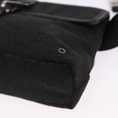 GUCCI GG Canvas Waist Bag Black Silver 92543 Auth 192704A-14