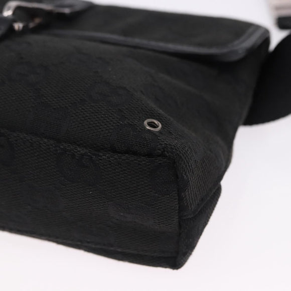 GUCCI GG Canvas Waist Bag Black Silver 92543 Auth 192704A