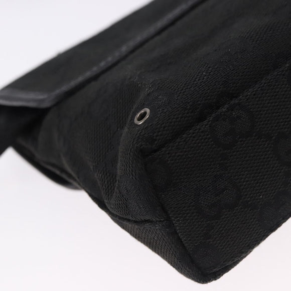 GUCCI GG Canvas Waist Bag Black Silver 92543 Auth 192704A