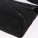 GUCCI GG Canvas Waist Bag Black Silver 92543 Auth 192704A-16
