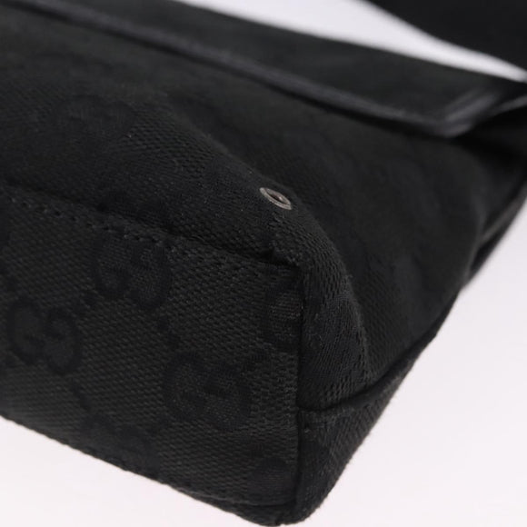 GUCCI GG Canvas Waist Bag Black Silver 92543 Auth 192704A