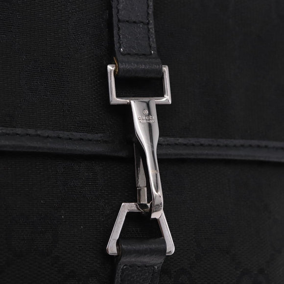 GUCCI GG Canvas Waist Bag Black Silver 92543 Auth 192704A
