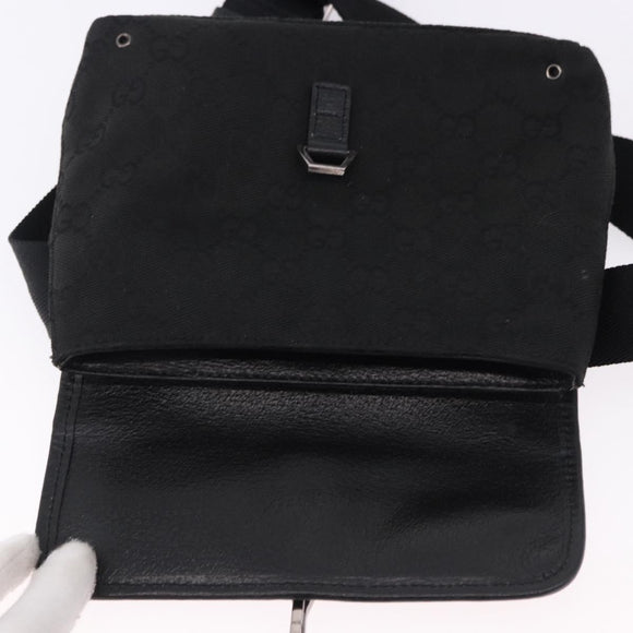 GUCCI GG Canvas Waist Bag Black Silver 92543 Auth 192704A