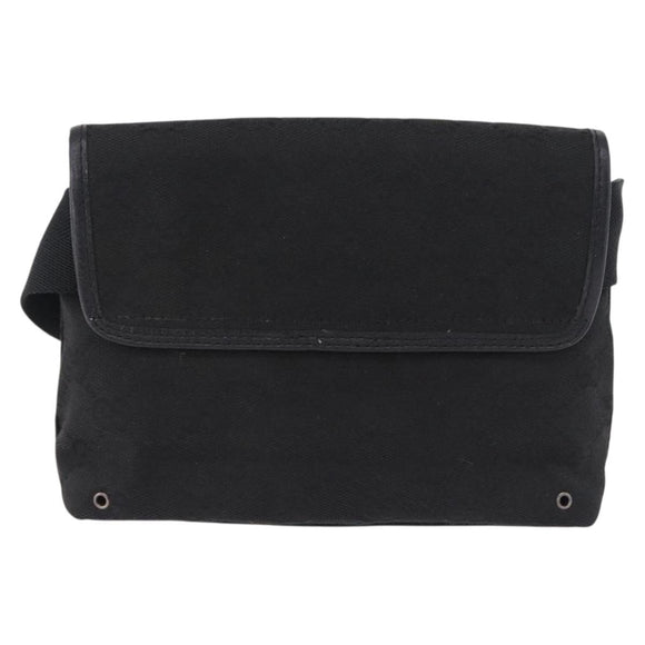 GUCCI GG Canvas Waist Bag Black Silver 92543 Auth 192704A