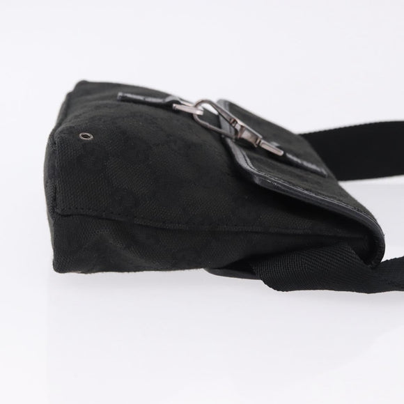 GUCCI GG Canvas Waist Bag Black Silver 92543 Auth 192704A