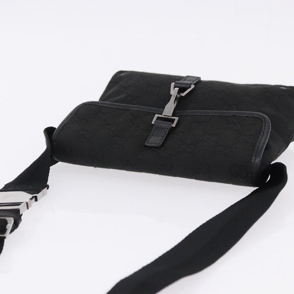 GUCCI GG Canvas Waist Bag Black Silver 92543 Auth 192704A