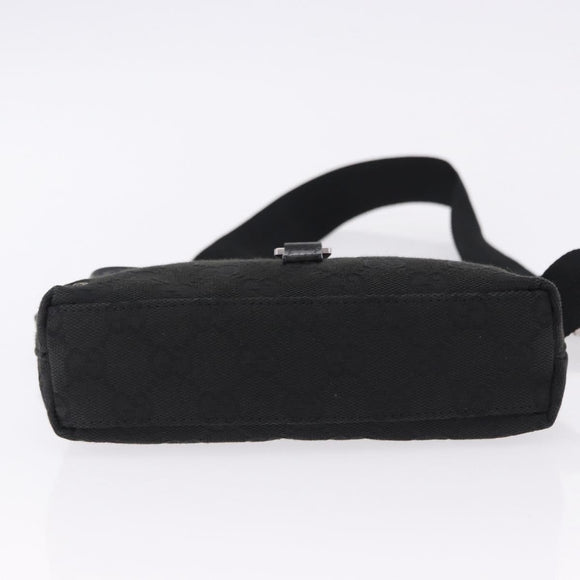 GUCCI GG Canvas Waist Bag Black Silver 92543 Auth 192704A
