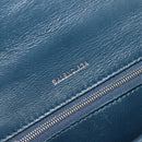 BALENCIAGA Hour Hand Bag Leather 2way Navy Silver 593546 Auth 192706M-21
