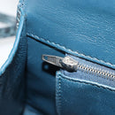 BALENCIAGA Hour Hand Bag Leather 2way Navy Silver 593546 Auth 192706M-24