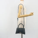 BALENCIAGA Hour Hand Bag Leather 2way Navy Silver 593546 Auth 192706M-26