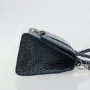 BALENCIAGA Hour Hand Bag Leather 2way Navy Silver 593546 Auth 192706M-3
