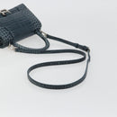BALENCIAGA Hour Hand Bag Leather 2way Navy Silver 593546 Auth 192706M-8