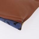 LOEWE Clutch Bag Canvas Brown Silver Auth 192707A-11