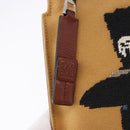 LOEWE Clutch Bag Canvas Brown Silver Auth 192707A-12
