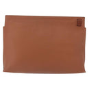 LOEWE Clutch Bag Canvas Brown Silver Auth 192707A-3